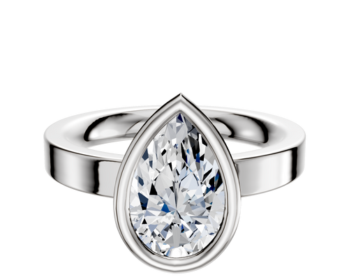 Platinum Bezel Full Bezel East/West Classic Flat 3.0mm Engagement Ring