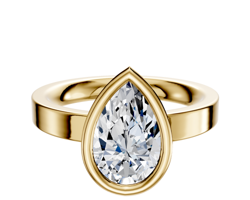 14K Yellow Gold Bezel Full Bezel East/West Classic Flat 3.0mm Engagement Ring