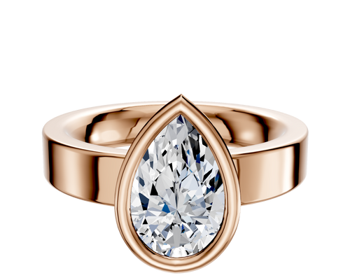 18K Rose Gold Bezel Full Bezel East/West Classic Flat 4.0mm Engagement Ring