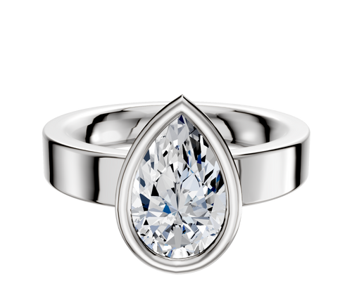 18K White Gold Bezel Full Bezel East/West Classic Flat 4.0mm Engagement Ring