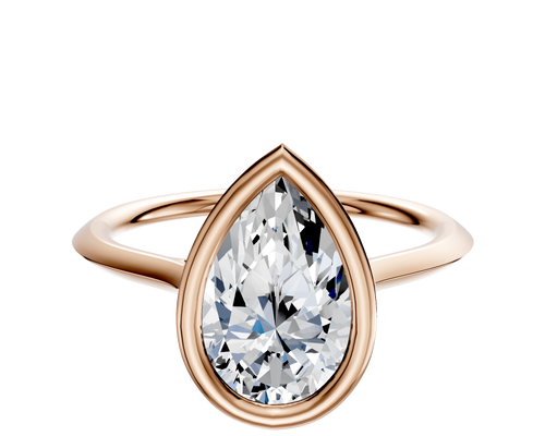18K Rose Gold Bezel Full Bezel East/West Cathedral Knife Edge 1.5mm Engagement Ring