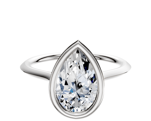 14K White Gold Bezel Full Bezel East/West Cathedral Knife Edge 1.5mm Engagement Ring