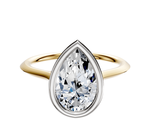 14K Two Tone Bezel Full Bezel East/West Cathedral Knife Edge 1.5mm Engagement Ring