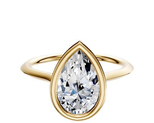 18K Yellow Gold Bezel Full Bezel East/West Cathedral Knife Edge 1.5mm Engagement Ring