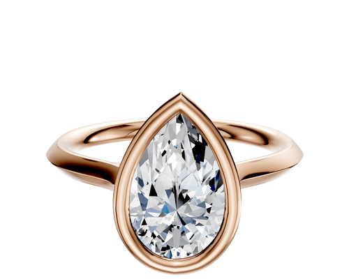 18K Rose Gold Bezel Full Bezel East/West Cathedral Knife Edge 2.0mm Engagement Ring