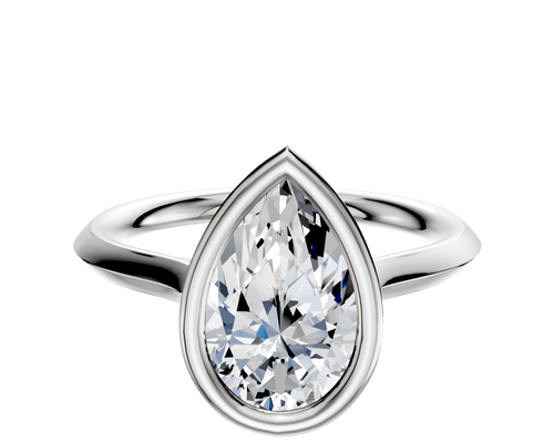 18K White Gold Bezel Full Bezel East/West Cathedral Knife Edge 2.0mm Engagement Ring