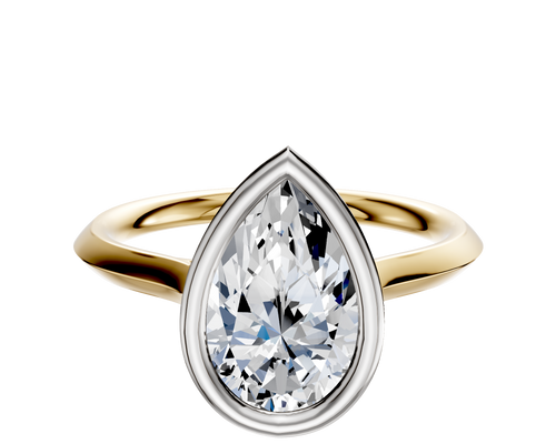 14K Two Tone Bezel Full Bezel East/West Cathedral Knife Edge 2.0mm Engagement Ring