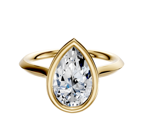 14K Yellow Gold Bezel Full Bezel East/West Cathedral Knife Edge 2.0mm Engagement Ring