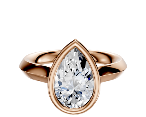 18K Rose Gold Bezel Full Bezel East/West Cathedral Knife Edge 3.0mm Engagement Ring