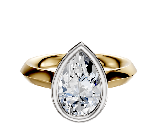 14K Two Tone Bezel Full Bezel East/West Cathedral Knife Edge 3.0mm Engagement Ring