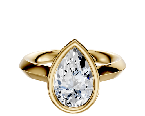 14K Yellow Gold Bezel Full Bezel East/West Cathedral Knife Edge 3.0mm Engagement Ring