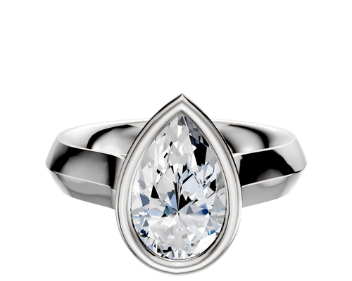 18K White Gold Bezel Full Bezel East/West Cathedral Knife Edge 4.0mm Engagement Ring