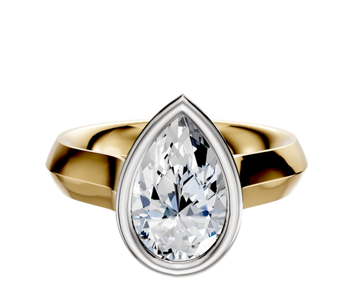 14K Two Tone Bezel Full Bezel East/West Cathedral Knife Edge 4.0mm Engagement Ring