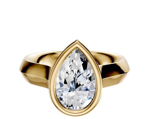 18K Yellow Gold Bezel Full Bezel East/West Cathedral Knife Edge 4.0mm Engagement Ring