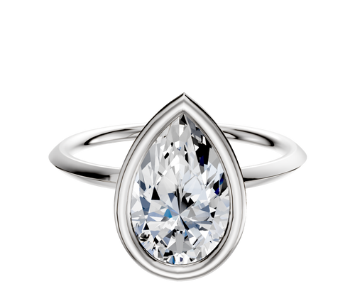 14K White Gold Bezel Full Bezel East/West Classic Knife Edge 1.5mm Engagement Ring