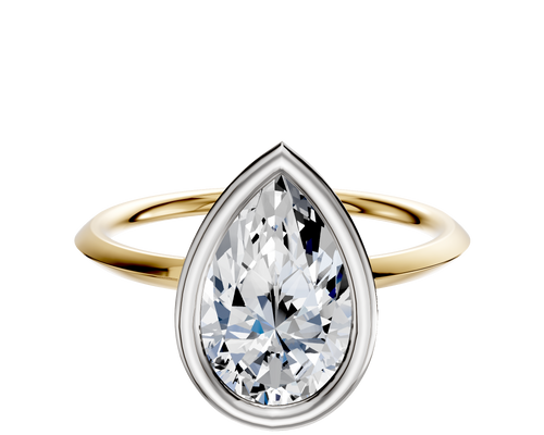 14K Two Tone Bezel Full Bezel East/West Classic Knife Edge 1.5mm Engagement Ring