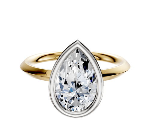 14K Two Tone Bezel Full Bezel East/West Classic Knife Edge 2.0mm Engagement Ring