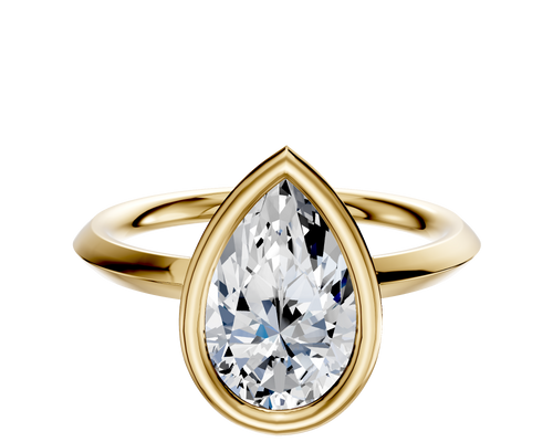14K Yellow Gold Bezel Full Bezel East/West Classic Knife Edge 2.0mm Engagement Ring
