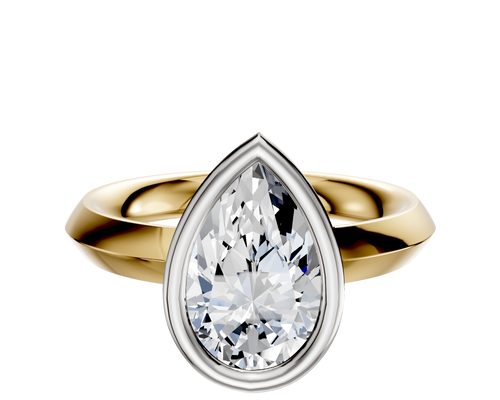 14K Two Tone Bezel Full Bezel East/West Classic Knife Edge 3.0mm Engagement Ring