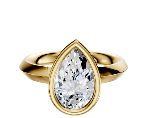 18K Yellow Gold Bezel Full Bezel East/West Classic Knife Edge 3.0mm Engagement Ring