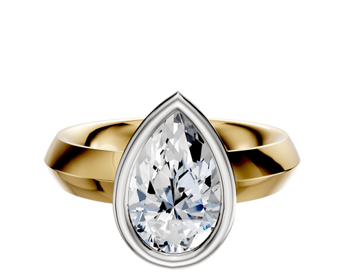 14K Two Tone Bezel Full Bezel East/West Classic Knife Edge 4.0mm Engagement Ring