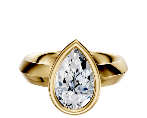 18K Yellow Gold Bezel Full Bezel East/West Classic Knife Edge 4.0mm Engagement Ring