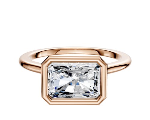 18K Rose Gold Bezel Full Bezel East/West Cathedral Dome 1.5mm Engagement Ring
