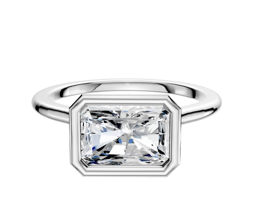 Platinum Bezel Full Bezel East/West Cathedral Dome 1.5mm Engagement Ring