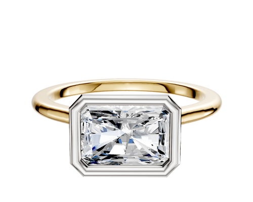 14K Two Tone Bezel Full Bezel East/West Cathedral Dome 1.5mm Engagement Ring