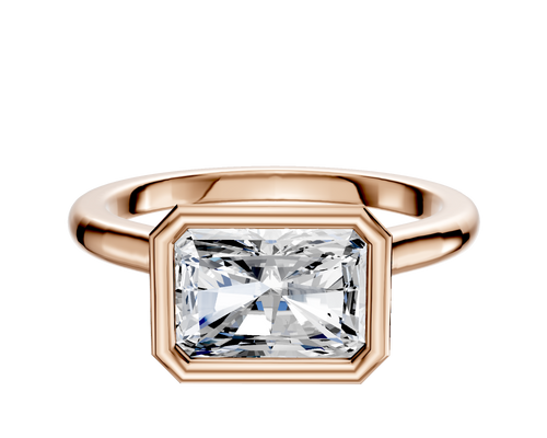 18K Rose Gold Bezel Full Bezel East/West Cathedral Dome 2.0mm Engagement Ring