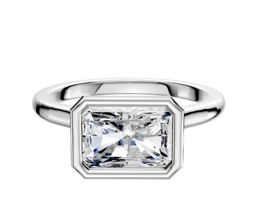Platinum Bezel Full Bezel East/West Cathedral Dome 2.0mm Engagement Ring
