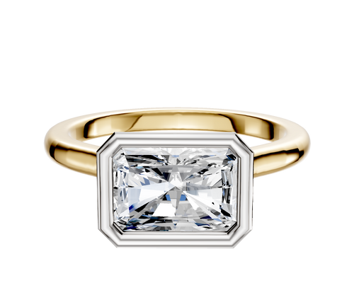 14K Two Tone Bezel Full Bezel East/West Cathedral Dome 2.0mm Engagement Ring