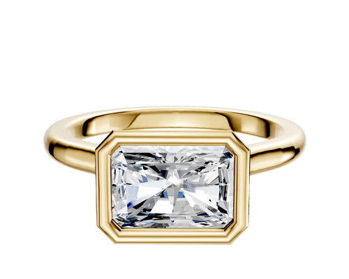 14K Yellow Gold Bezel Full Bezel East/West Cathedral Dome 2.0mm Engagement Ring