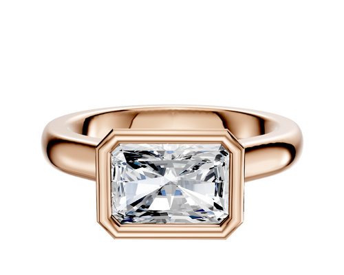 18K Rose Gold Bezel Full Bezel East/West Cathedral Dome 3.0mm Engagement Ring