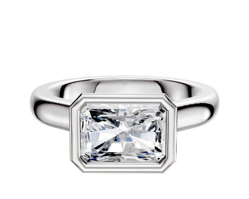Platinum Bezel Full Bezel East/West Cathedral Dome 3.0mm Engagement Ring