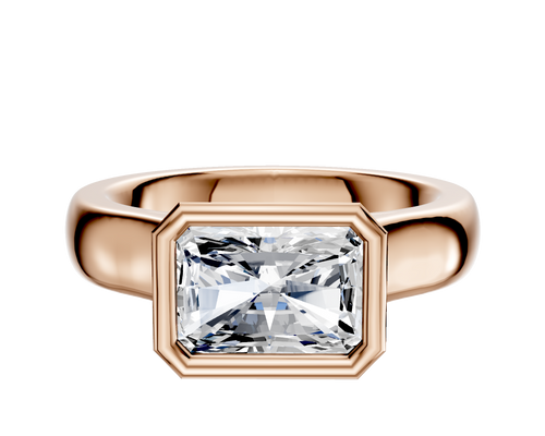 18K Rose Gold Bezel Full Bezel East/West Cathedral Dome 4.0mm Engagement Ring