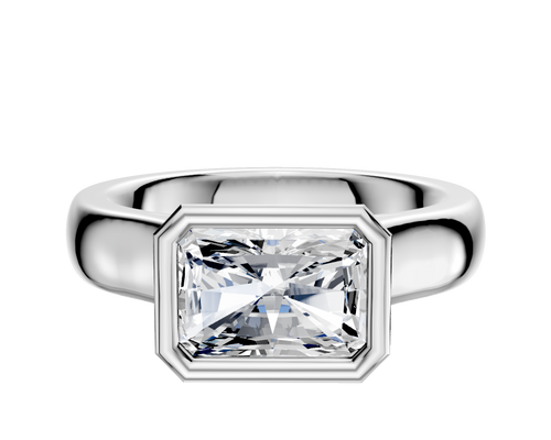 14K White Gold Bezel Full Bezel East/West Cathedral Dome 4.0mm Engagement Ring