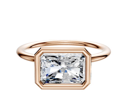 18K Rose Gold Bezel Full Bezel East/West Classic Dome 1.5mm Engagement Ring
