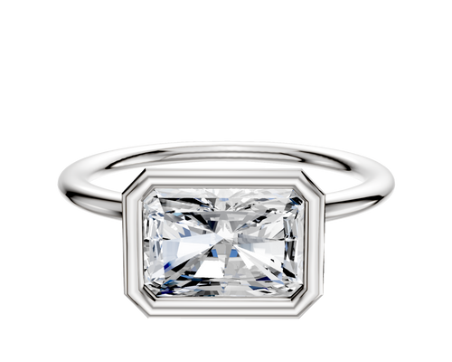 Platinum Bezel Full Bezel East/West Classic Dome 1.5mm Engagement Ring