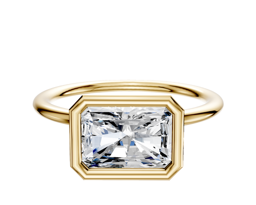 18K Yellow Gold Bezel Full Bezel East/West Classic Dome 1.5mm Engagement Ring