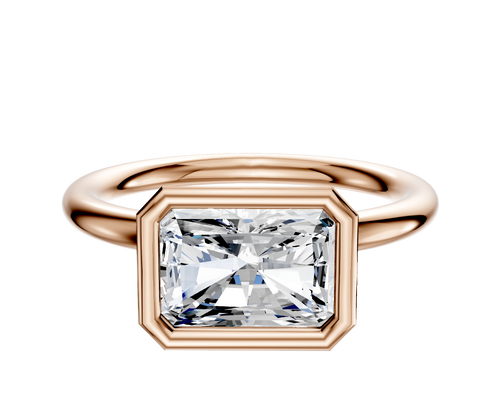 18K Rose Gold Bezel Full Bezel East/West Classic Dome 2.0mm Engagement Ring