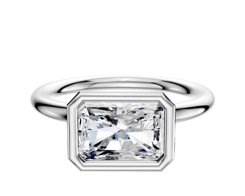 18K White Gold Bezel Full Bezel East/West Classic Dome 2.0mm Engagement Ring