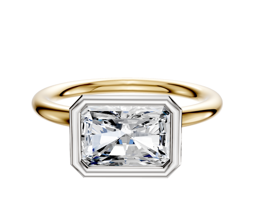 18K Two Tone Bezel Full Bezel East/West Classic Dome 2.0mm Engagement Ring