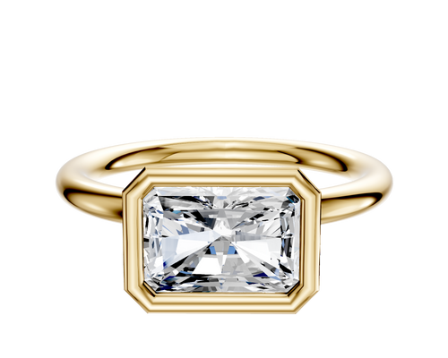 14K Yellow Gold Bezel Full Bezel East/West Classic Dome 2.0mm Engagement Ring
