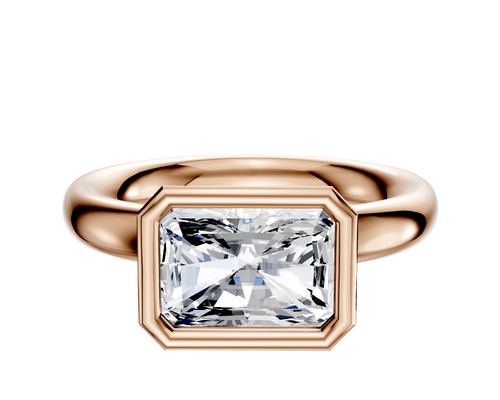 18K Rose Gold Bezel Full Bezel East/West Classic Dome 3.0mm Engagement Ring