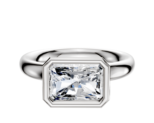 18K White Gold Bezel Full Bezel East/West Classic Dome 3.0mm Engagement Ring