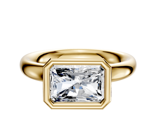 18K Yellow Gold Bezel Full Bezel East/West Classic Dome 3.0mm Engagement Ring