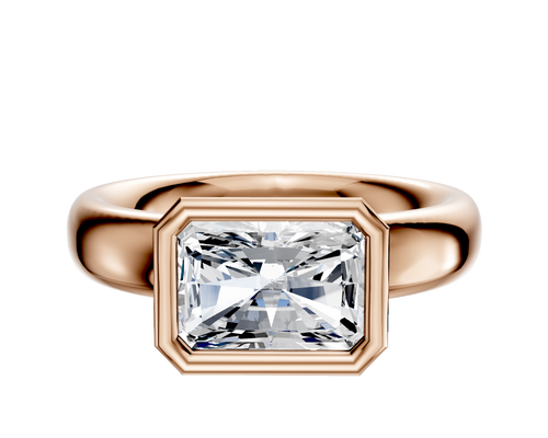 18K Rose Gold Bezel Full Bezel East/West Classic Dome 4.0mm Engagement Ring