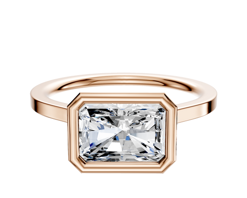 18K Rose Gold Bezel Full Bezel East/West Cathedral Flat 1.5mm Engagement Ring