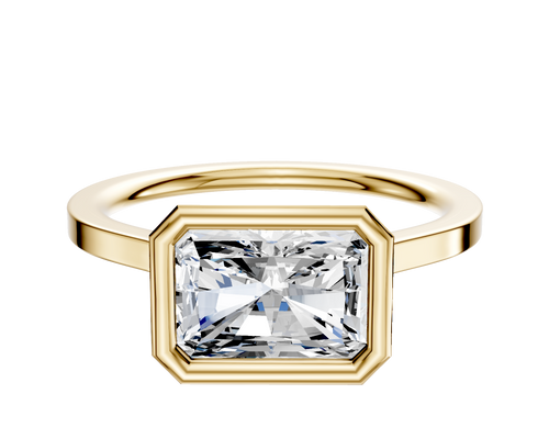 18K Yellow Gold Bezel Full Bezel East/West Cathedral Flat 1.5mm Engagement Ring